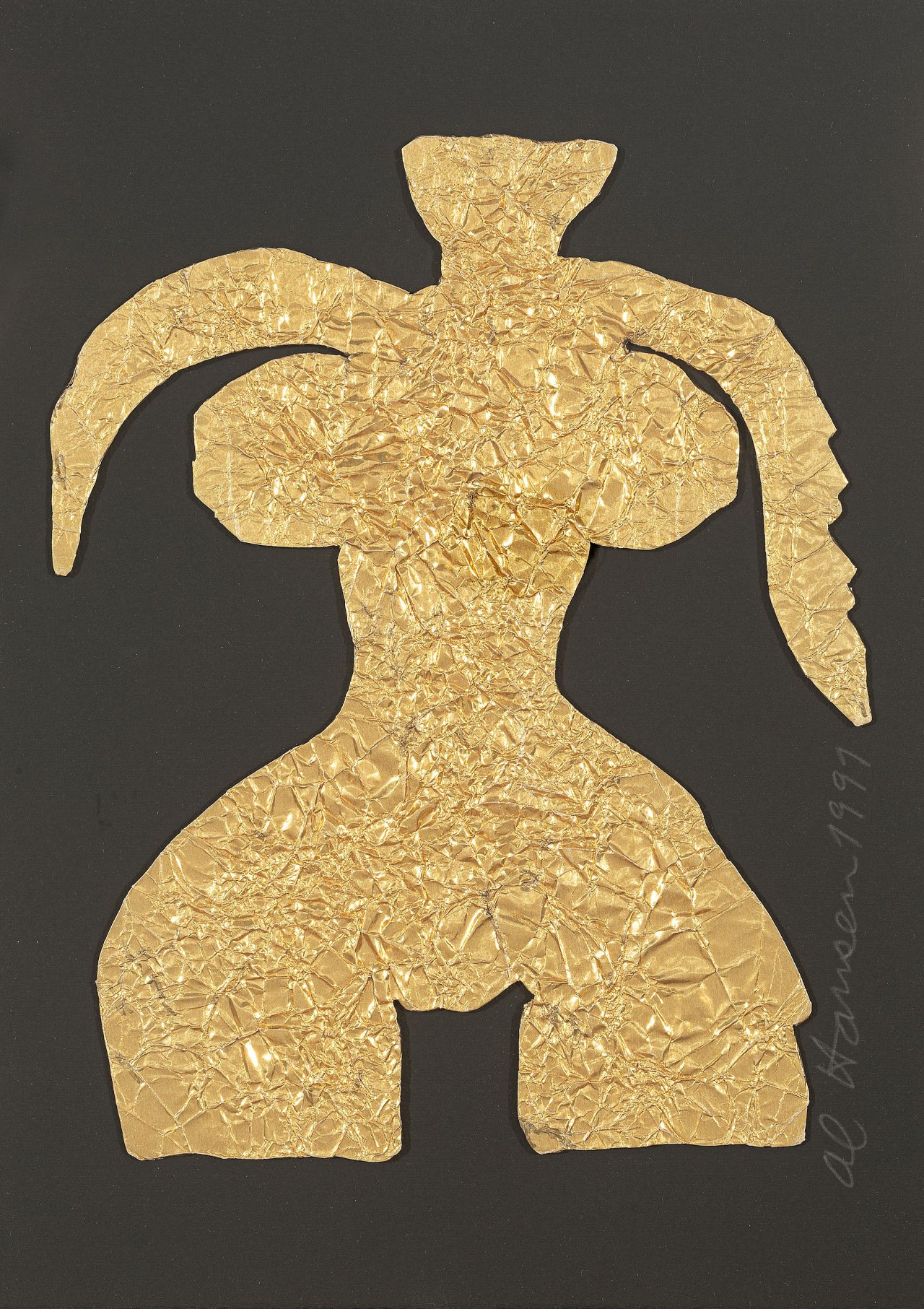 Auf diesem Bild ist das folgende Kunstwerk zu sehen: Al Hansen. Gold Venus. 1991.