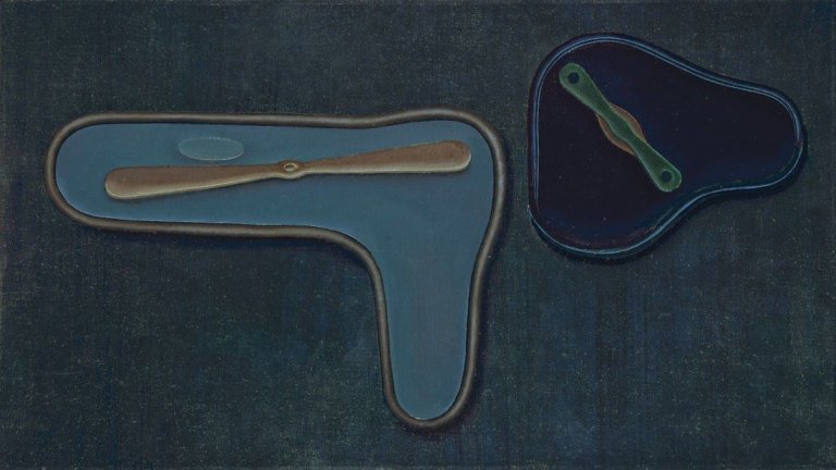 This picture shows the following artwork: Konrad Klapheck. „Die Selbstsicheren“. 1959.