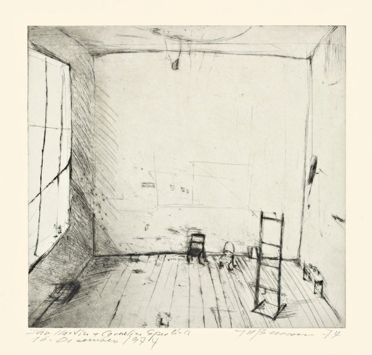 Auf diesem Bild ist das folgende Kunstwerk zu sehen: Klaus Fußmann. „Grosses Interieur“ / „Interieur“ / „Fussboden“. 1974/1970/1973.
