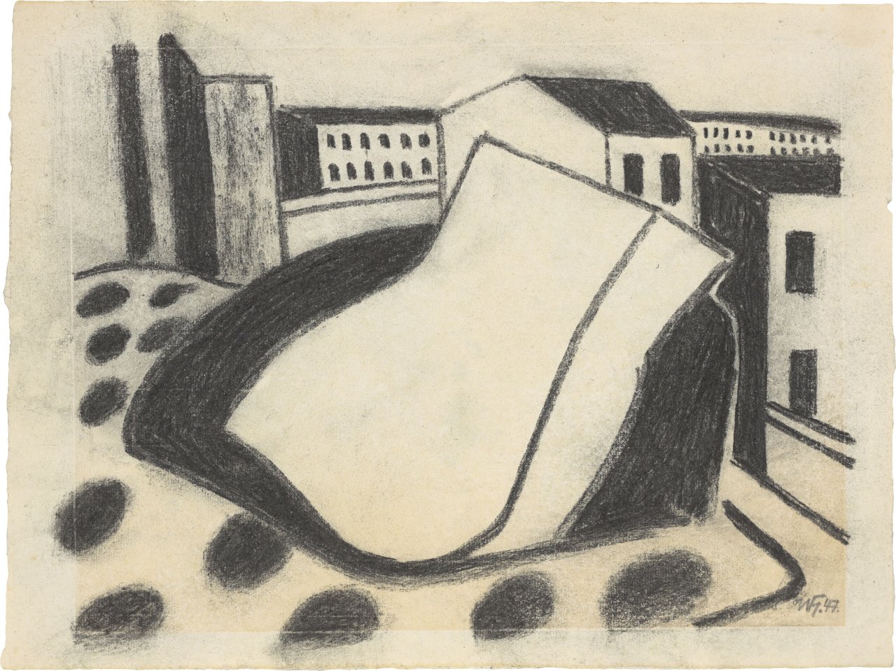 Auf diesem Bild ist das folgende Kunstwerk zu sehen: Werner Heldt. Fensterblick. 1947.
