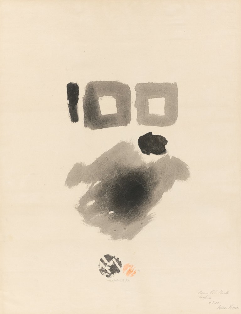 Auf diesem Bild ist das folgende Kunstwerk zu sehen: Julius Bissier. „schweifend und fest“. 1946.