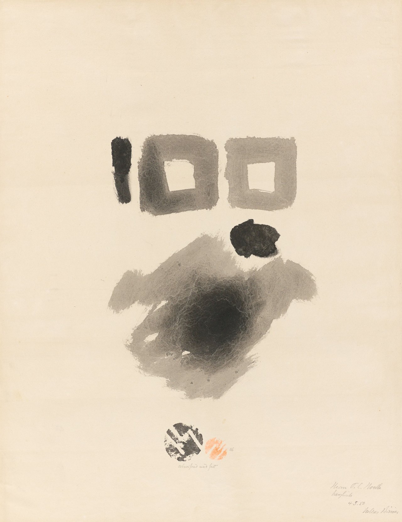 Auf diesem Bild ist das folgende Kunstwerk zu sehen: Julius Bissier. „schweifend und fest“. 1946.