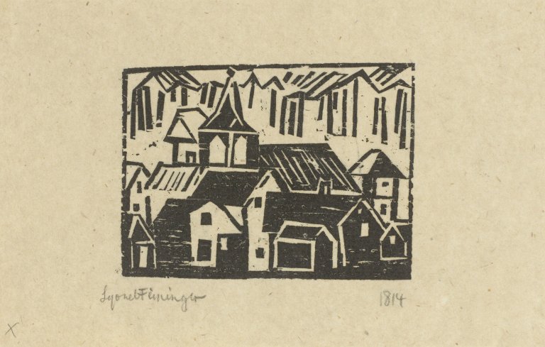 Auf diesem Bild ist das folgende Kunstwerk zu sehen: Lyonel Feininger. „Kirche und Dorf“. 1918.
