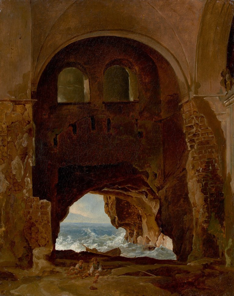 Auf diesem Bild ist das folgende Kunstwerk zu sehen: Franz Ludwig Catel. Klosterruine am Meer. Um 1825/35.