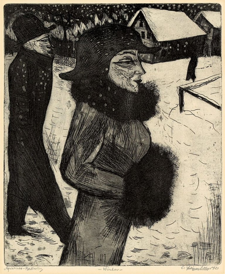 Auf diesem Bild ist das folgende Kunstwerk zu sehen: Conrad Felixmüller. „Winter“ („Wintertag“). 1921.