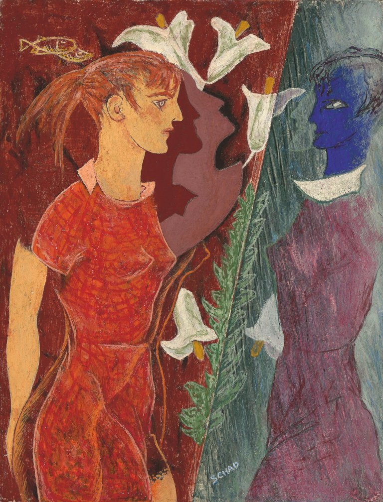 Auf diesem Bild ist das folgende Kunstwerk zu sehen: Christian Schad. „Der grüne Spiegel“. 1955.