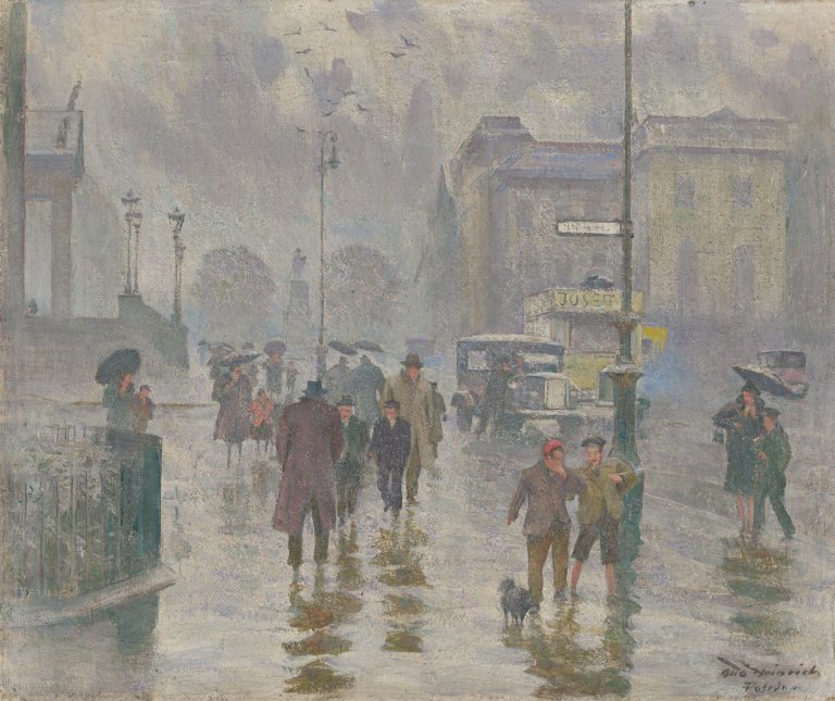 Auf diesem Bild ist das folgende Kunstwerk zu sehen: Otto Heinrich. Berlin im Regen. Um 1920.