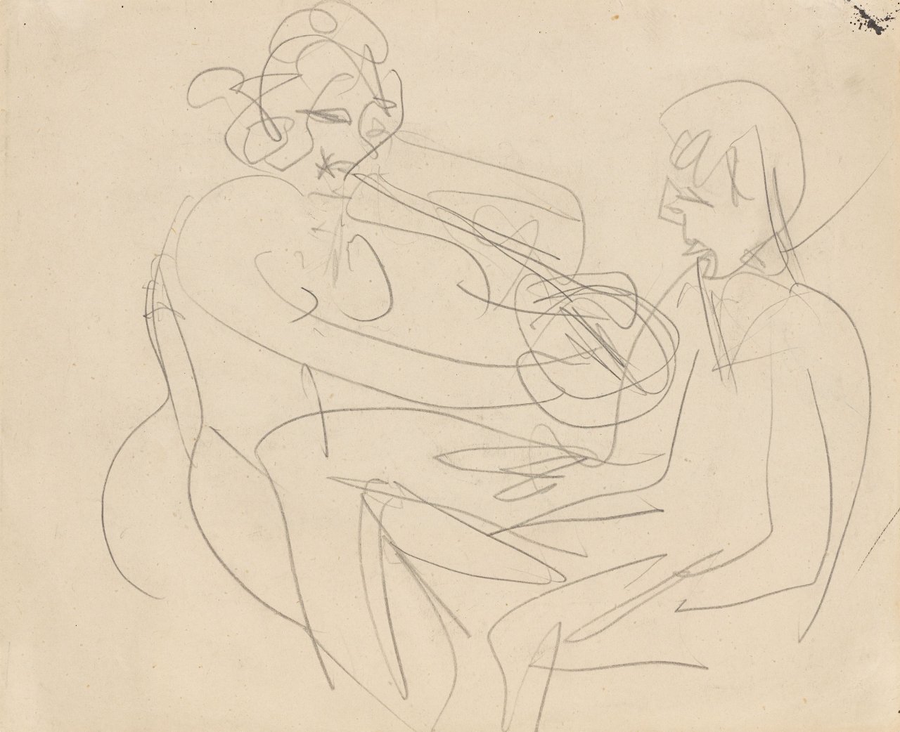 Auf diesem Bild ist das folgende Kunstwerk zu sehen: Ernst Ludwig Kirchner. „Liebespaar“. Um 1915.