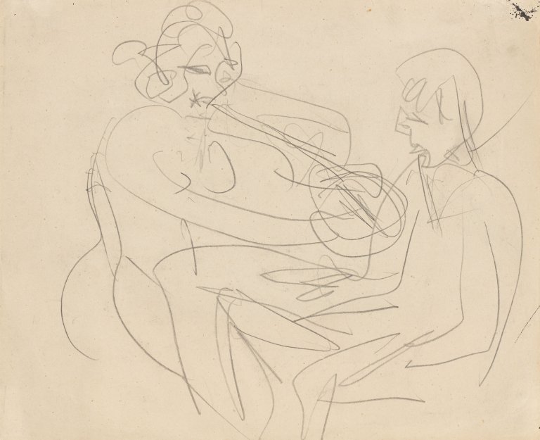 Auf diesem Bild ist das folgende Kunstwerk zu sehen: Ernst Ludwig Kirchner. „Liebespaar“. Um 1915.