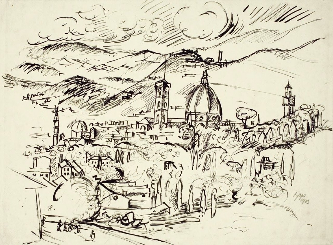 Auf diesem Bild ist das folgende Kunstwerk zu sehen: Max Pechstein. Blick auf Florenz. 1913.