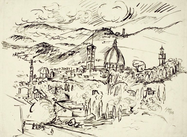 Auf diesem Bild ist das folgende Kunstwerk zu sehen: Max Pechstein. Blick auf Florenz. 1913.