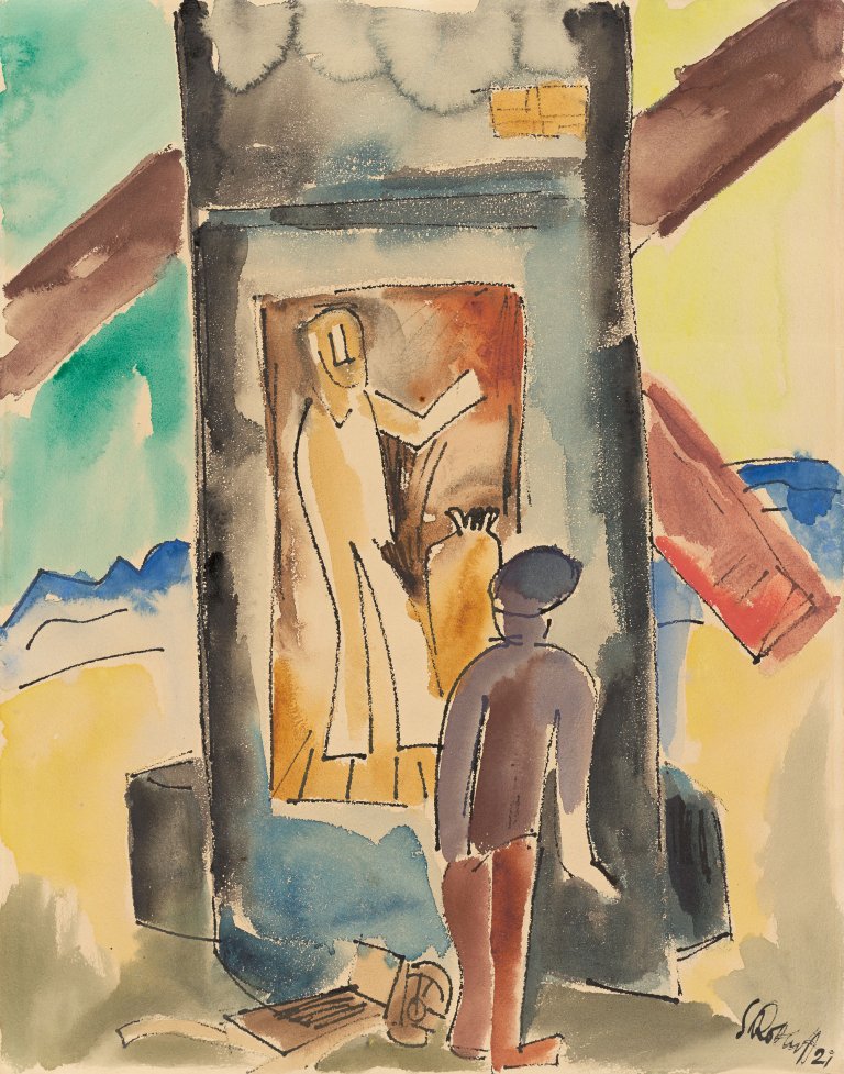 Auf diesem Bild ist das folgende Kunstwerk zu sehen: Karl Schmidt-Rottluff. „An der Windmühle“ (Jershöft). 1921.