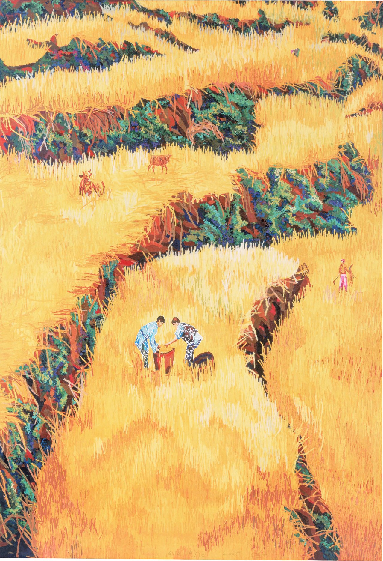 Auf diesem Bild ist das folgende Kunstwerk zu sehen:  SEO (d.i. Seo Soo-Kyoung ). „Die große Reisernte I“. 2005.