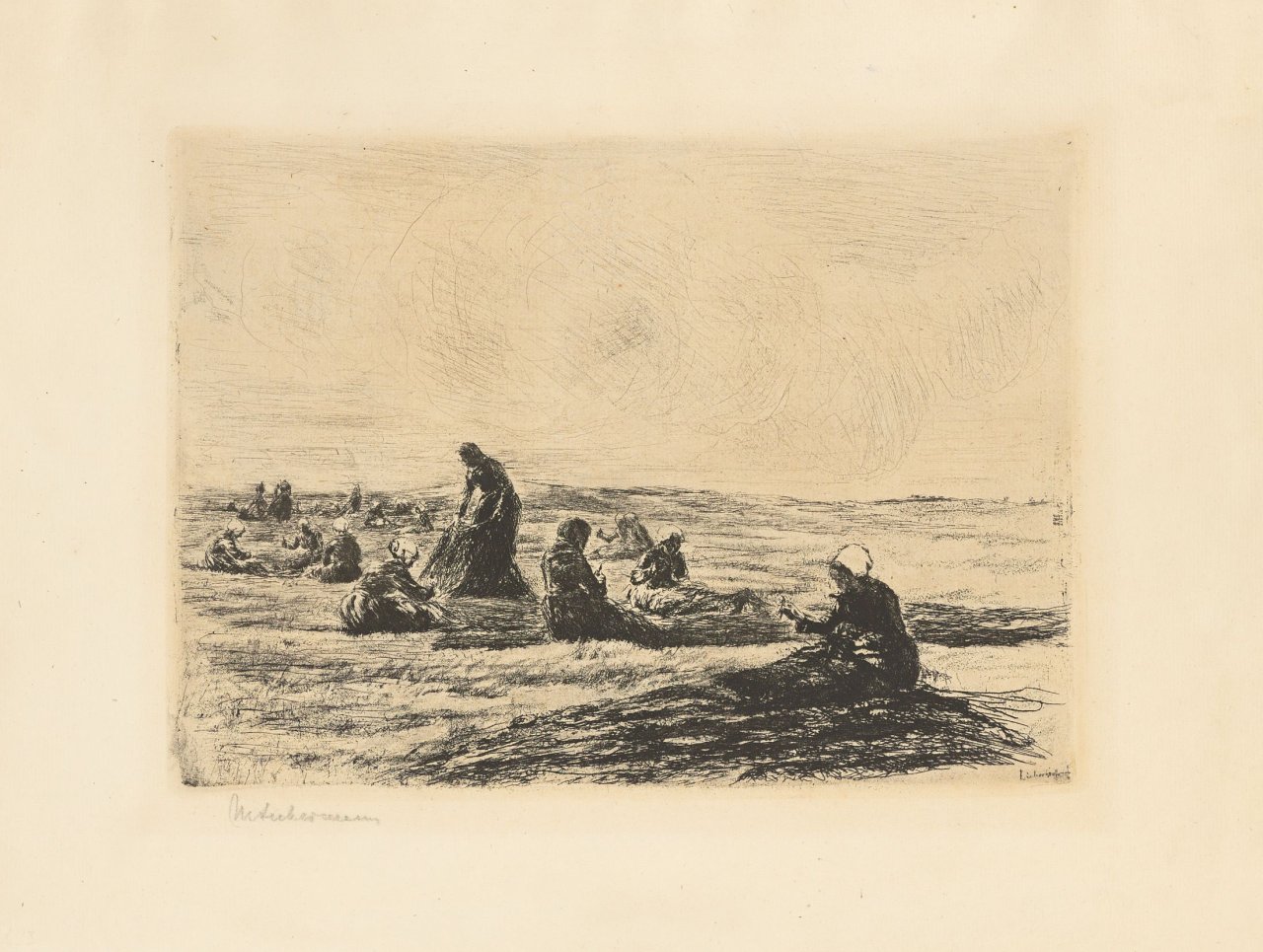 Auf diesem Bild ist das folgende Kunstwerk zu sehen: Max Liebermann. „Netzflickerinnen“. 1884.