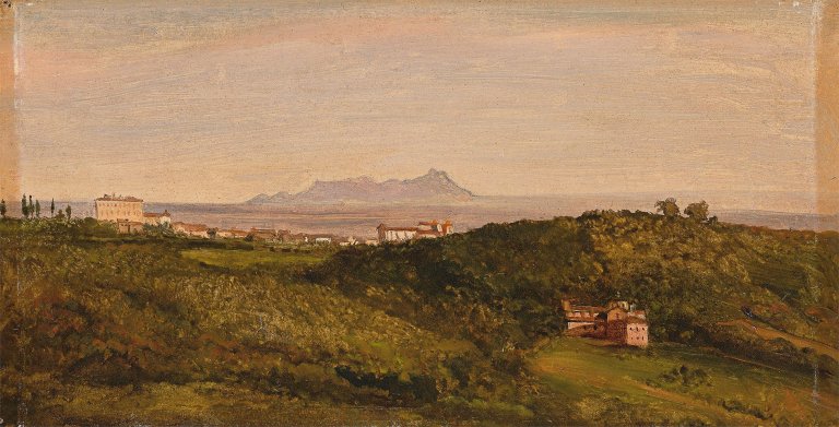 Auf diesem Bild ist das folgende Kunstwerk zu sehen: Heinrich Bürkel. Blick auf den Monte Circeo.