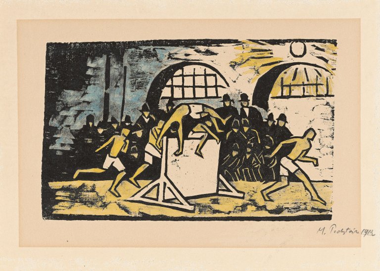 Auf diesem Bild ist das folgende Kunstwerk zu sehen: Max Pechstein. „Hürdenläufer I“. 1912.