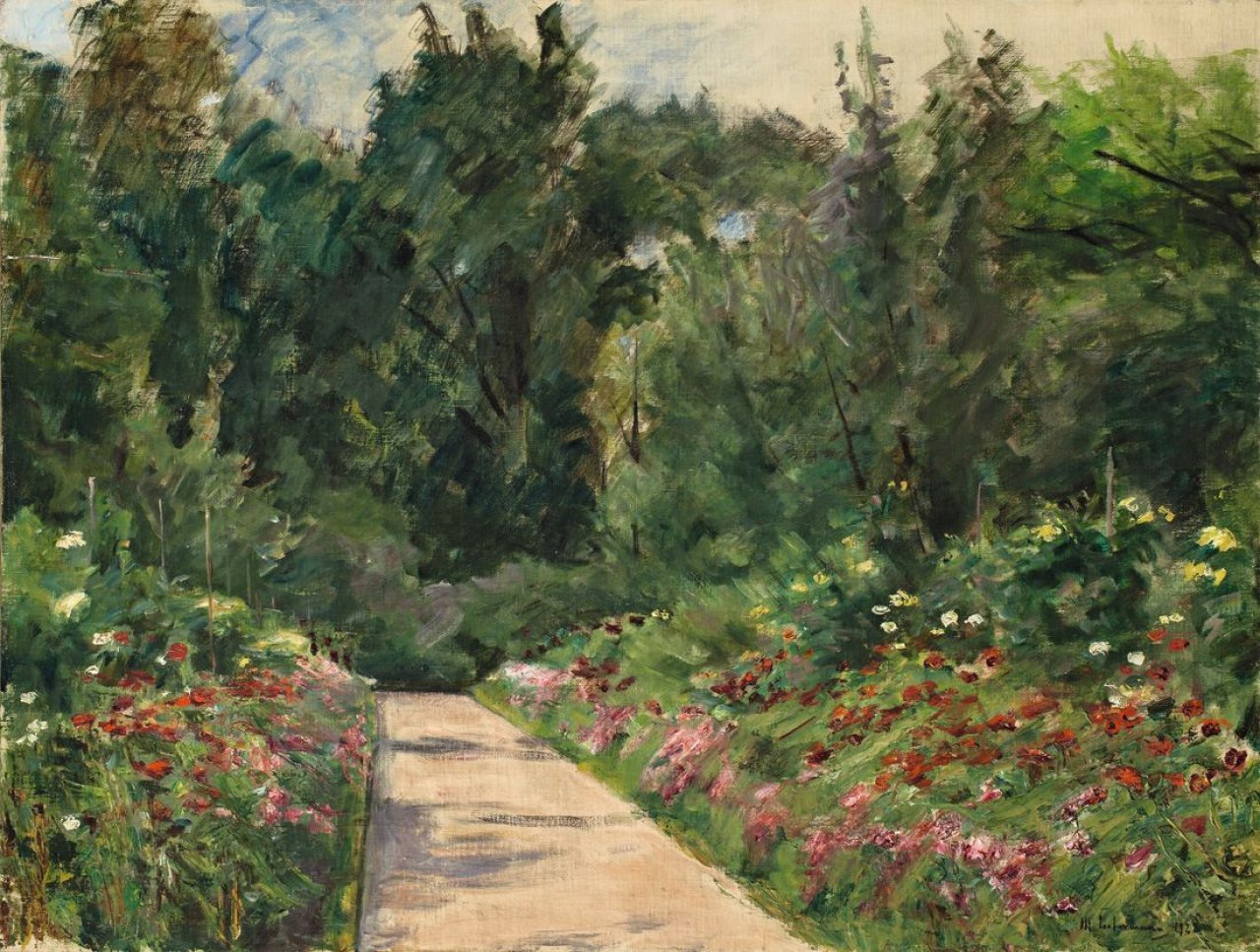 Auf diesem Bild ist das folgende Kunstwerk zu sehen: Max Liebermann. „Der Nutzgarten in Wannsee nach Westen“. 1922.