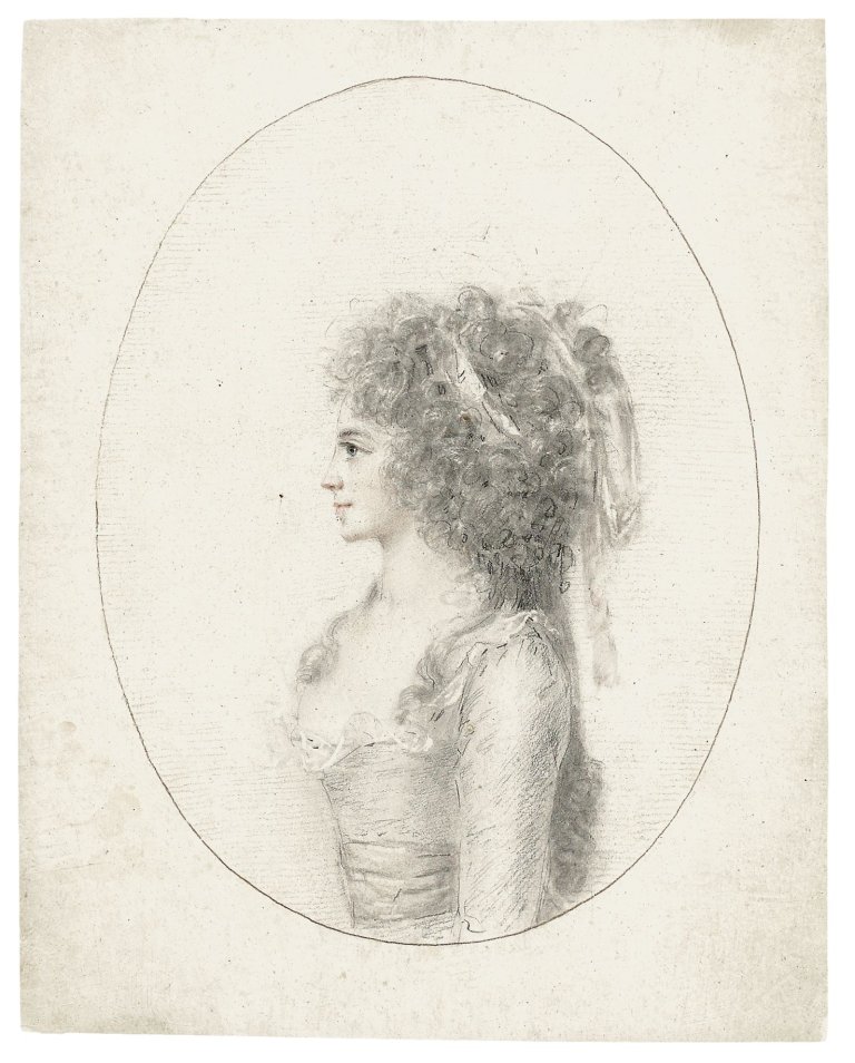 Auf diesem Bild ist das folgende Kunstwerk zu sehen: Anton Graff. Brustbild einer Dame im Profil nach links. Um 1784.