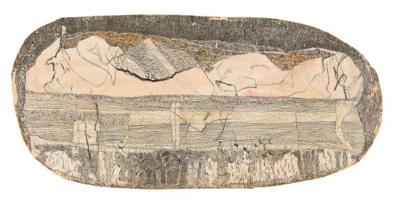 Auf diesem Bild ist das folgende Kunstwerk zu sehen: Gerhard Altenbourg. „Kleine Berglandschaft“. 1965.