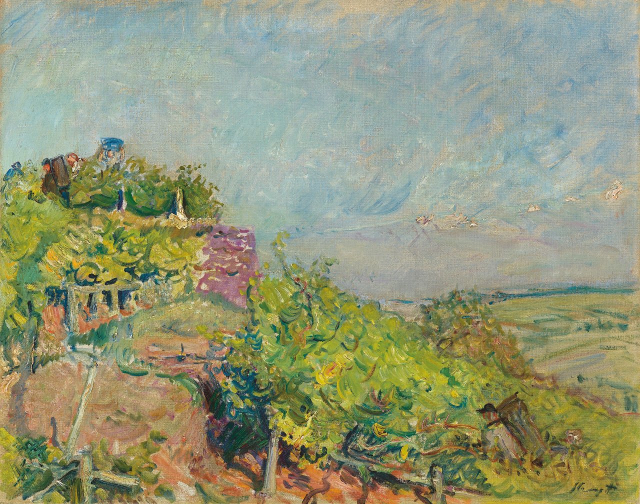 Auf diesem Bild ist das folgende Kunstwerk zu sehen: Max Slevogt. Weinlese bei Neukastel. Um 1920.