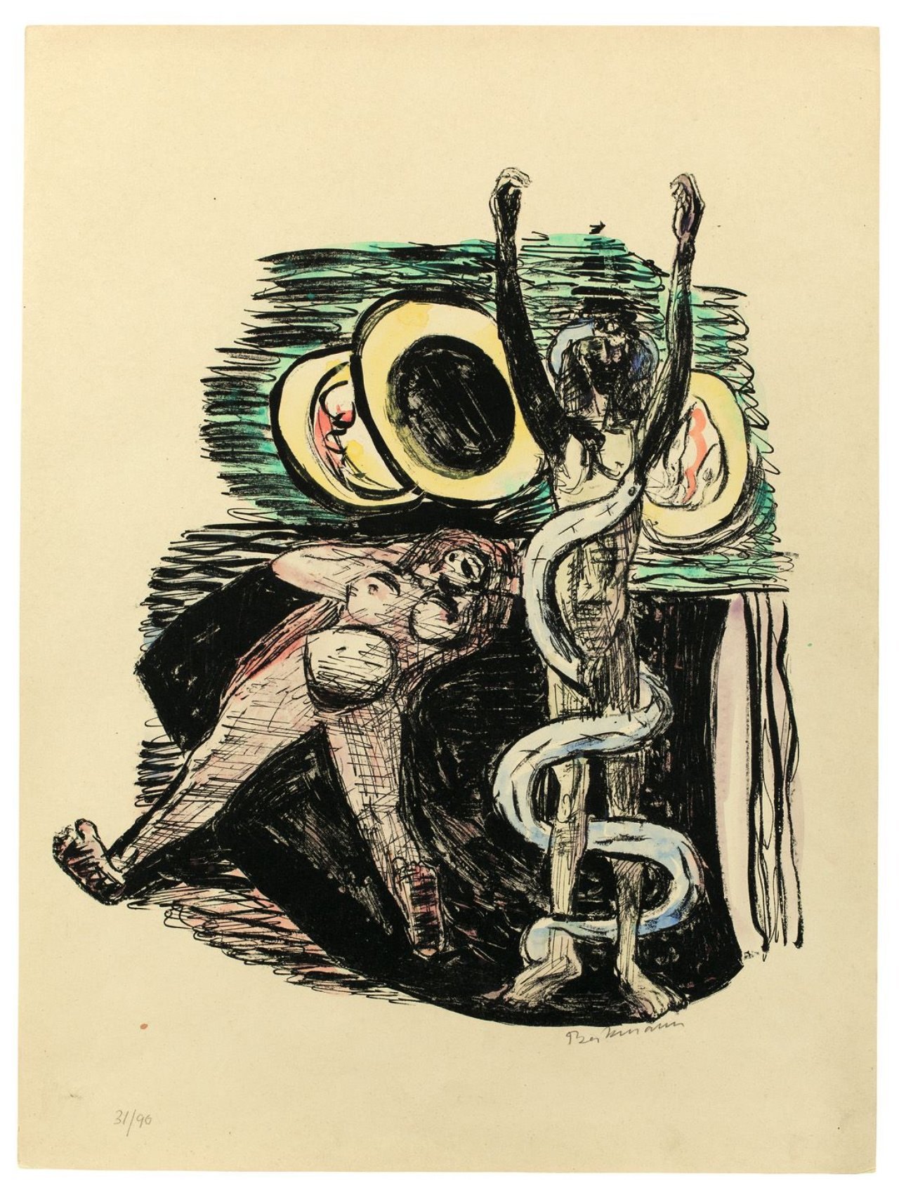 Auf diesem Bild ist das folgende Kunstwerk zu sehen: Max Beckmann. „Sündenfall“. 1946.
