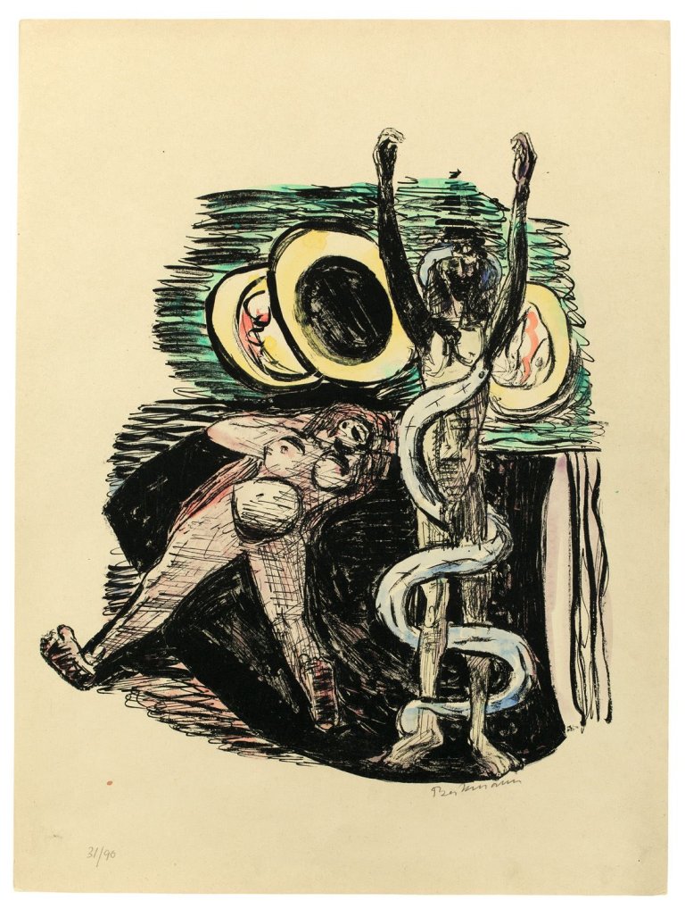 Auf diesem Bild ist das folgende Kunstwerk zu sehen: Max Beckmann. „Sündenfall“. 1946.