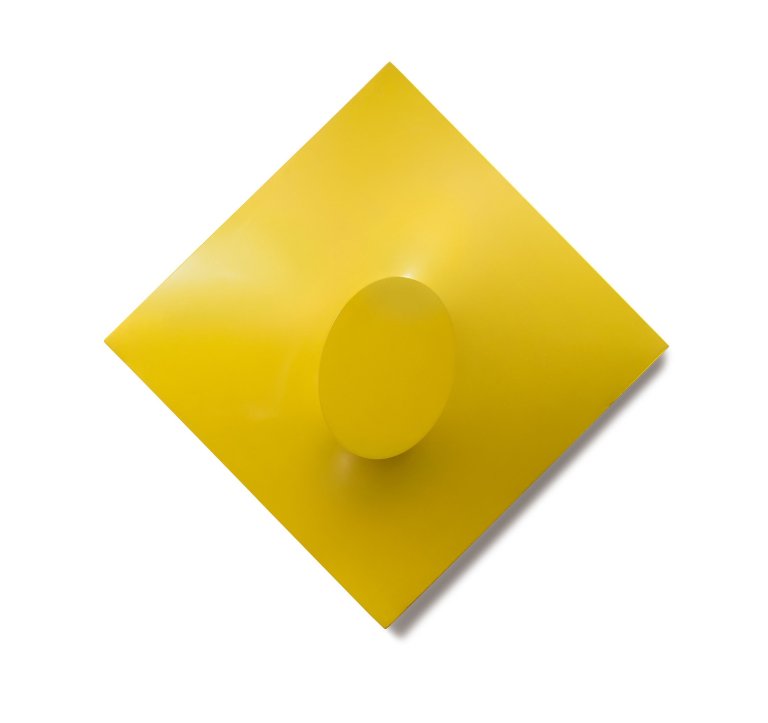Auf diesem Bild ist das folgende Kunstwerk zu sehen: Turi Simeti. „Un ovale giallo“. 1968.