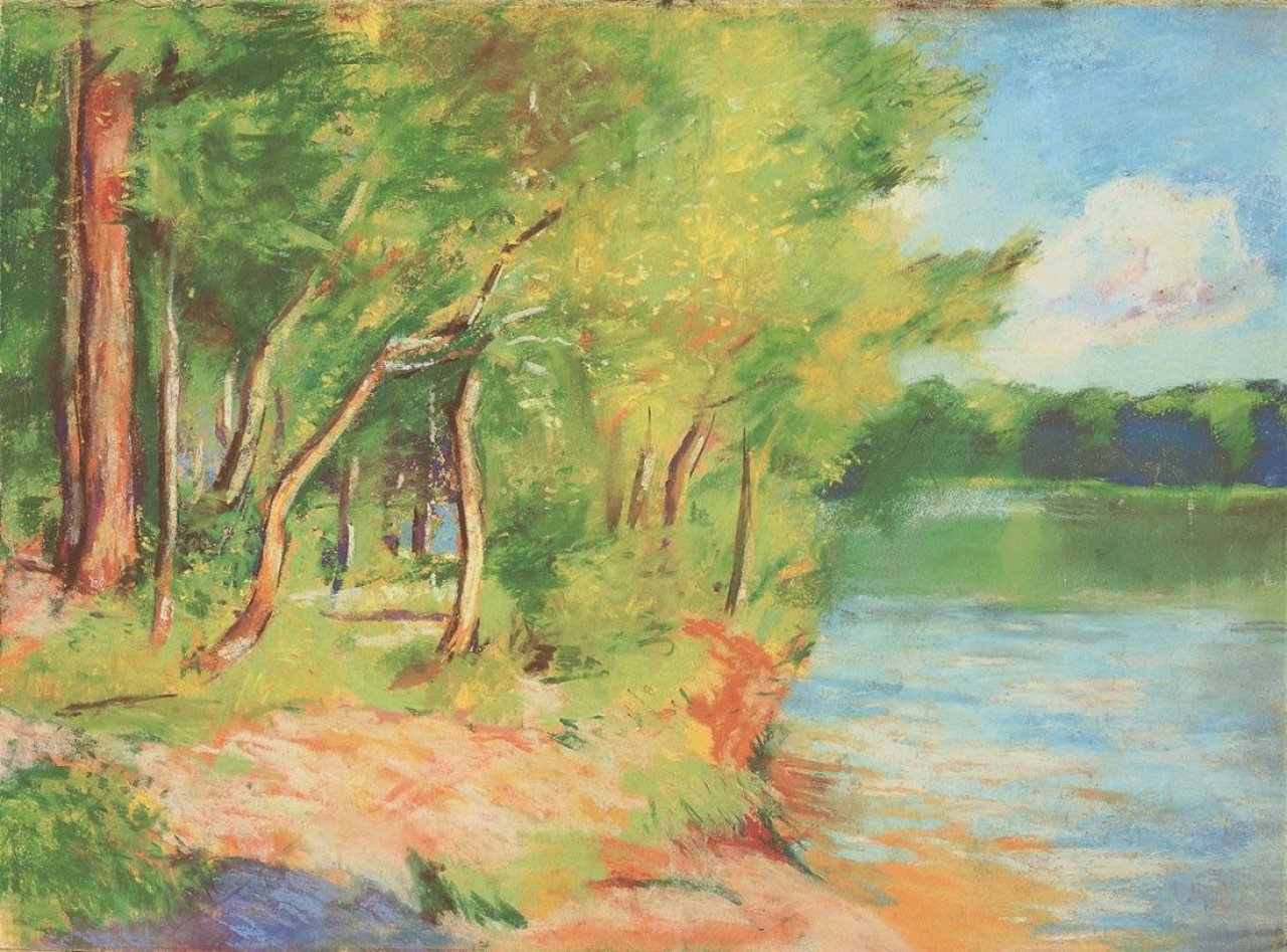 Auf diesem Bild ist das folgende Kunstwerk zu sehen: Lesser Ury. „Motiv vom Schlachtensee“. Um 1900.