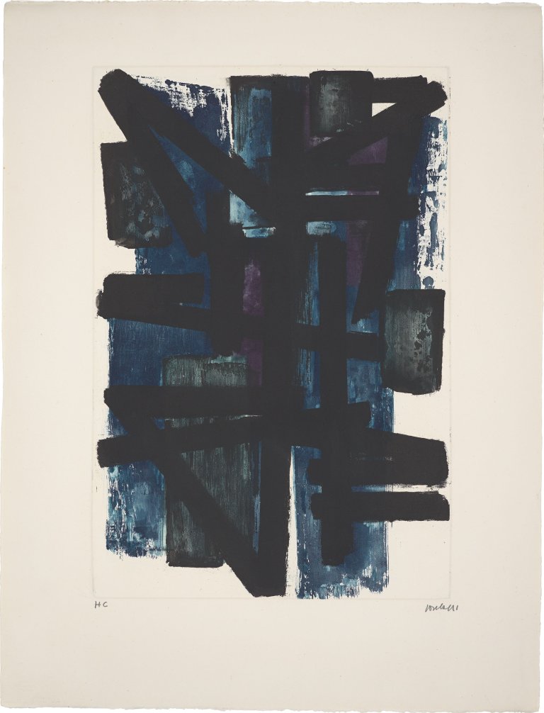 Auf diesem Bild ist das folgende Kunstwerk zu sehen: Pierre Soulages. „Eau-Forte I“. 1952.