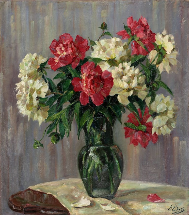 Auf diesem Bild ist das folgende Kunstwerk zu sehen: Emil Rudolf Weiß. „Päonienstilleben“.