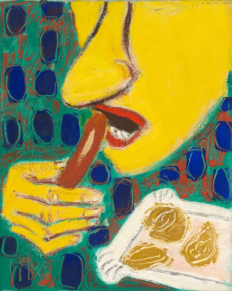Auf diesem Bild ist das folgende Kunstwerk zu sehen: Peter Herrmann. Auf den Geschmack gekommen. 1996.