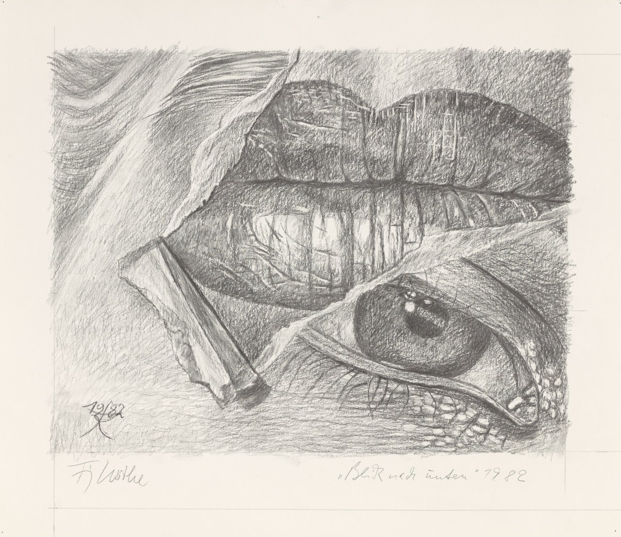 This picture shows the following artwork: Fritz Köthe. ”Blick nach unten”. 1982.