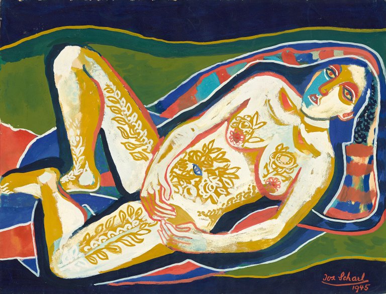 Auf diesem Bild ist das folgende Kunstwerk zu sehen: Josef Scharl. Liegender Akt. 1945.