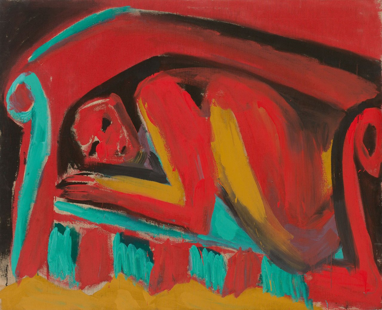 Auf diesem Bild ist das folgende Kunstwerk zu sehen: Karl Horst Hödicke. Elvira auf der Couch. 1987.