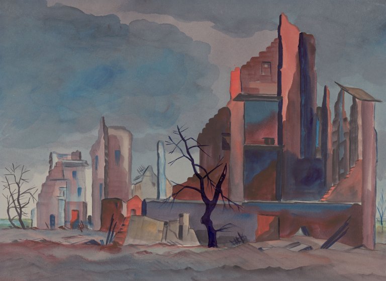 Auf diesem Bild ist das folgende Kunstwerk zu sehen: Christian Arnold. „Kleine Ruinen“. 1947.