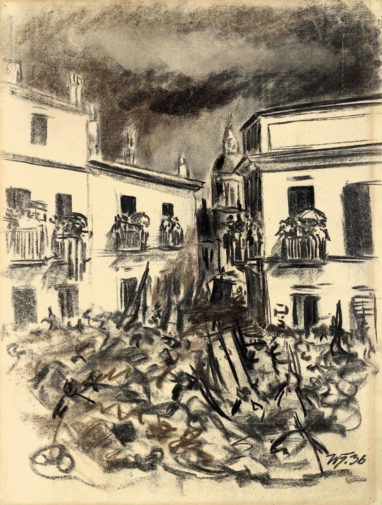 Auf diesem Bild ist das folgende Kunstwerk zu sehen: Werner Heldt. Prozession in einer südlichen Stadt. 1936.