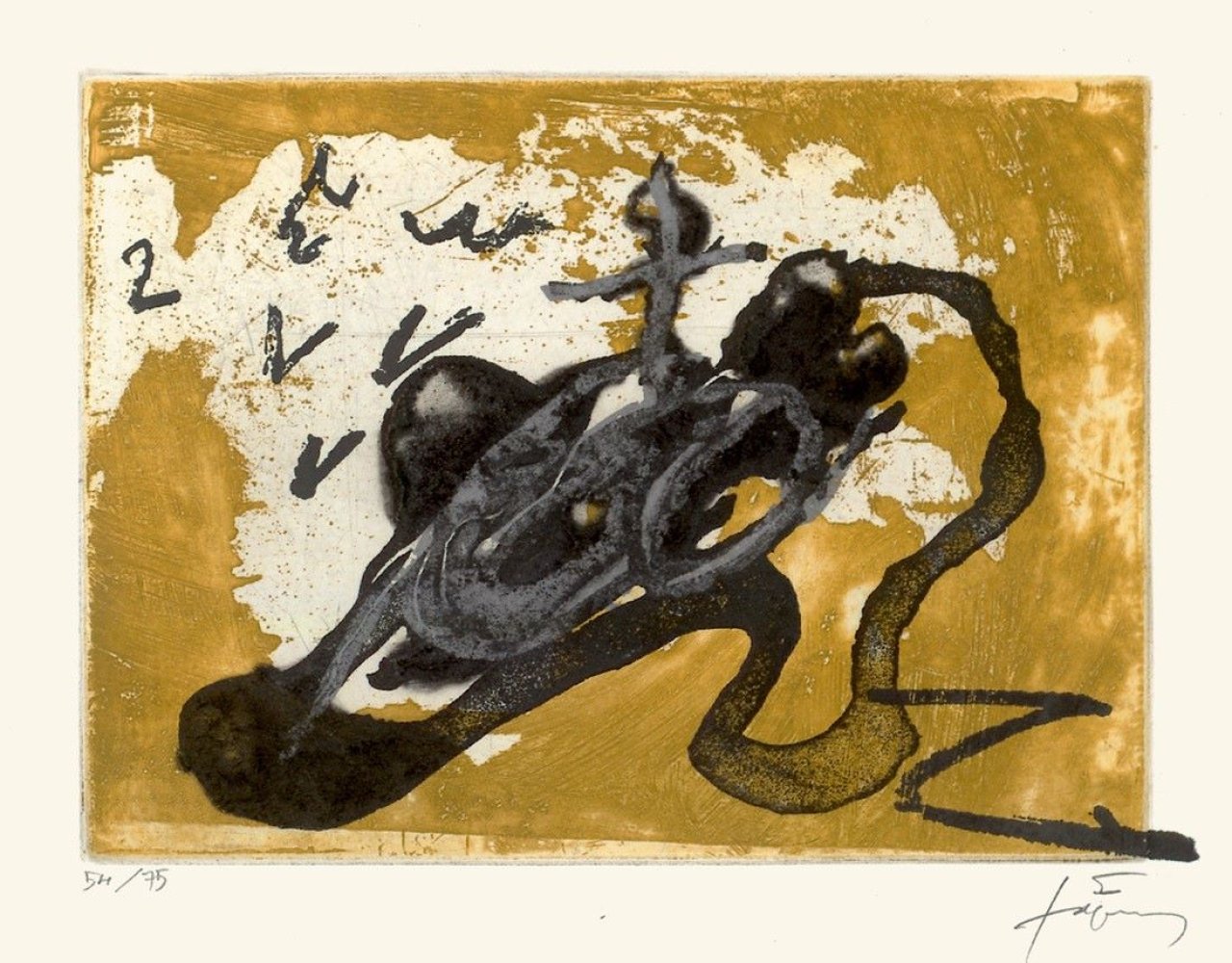 This picture shows the following artwork: Antoni Tàpies. Sabata i Ocre. 1987.