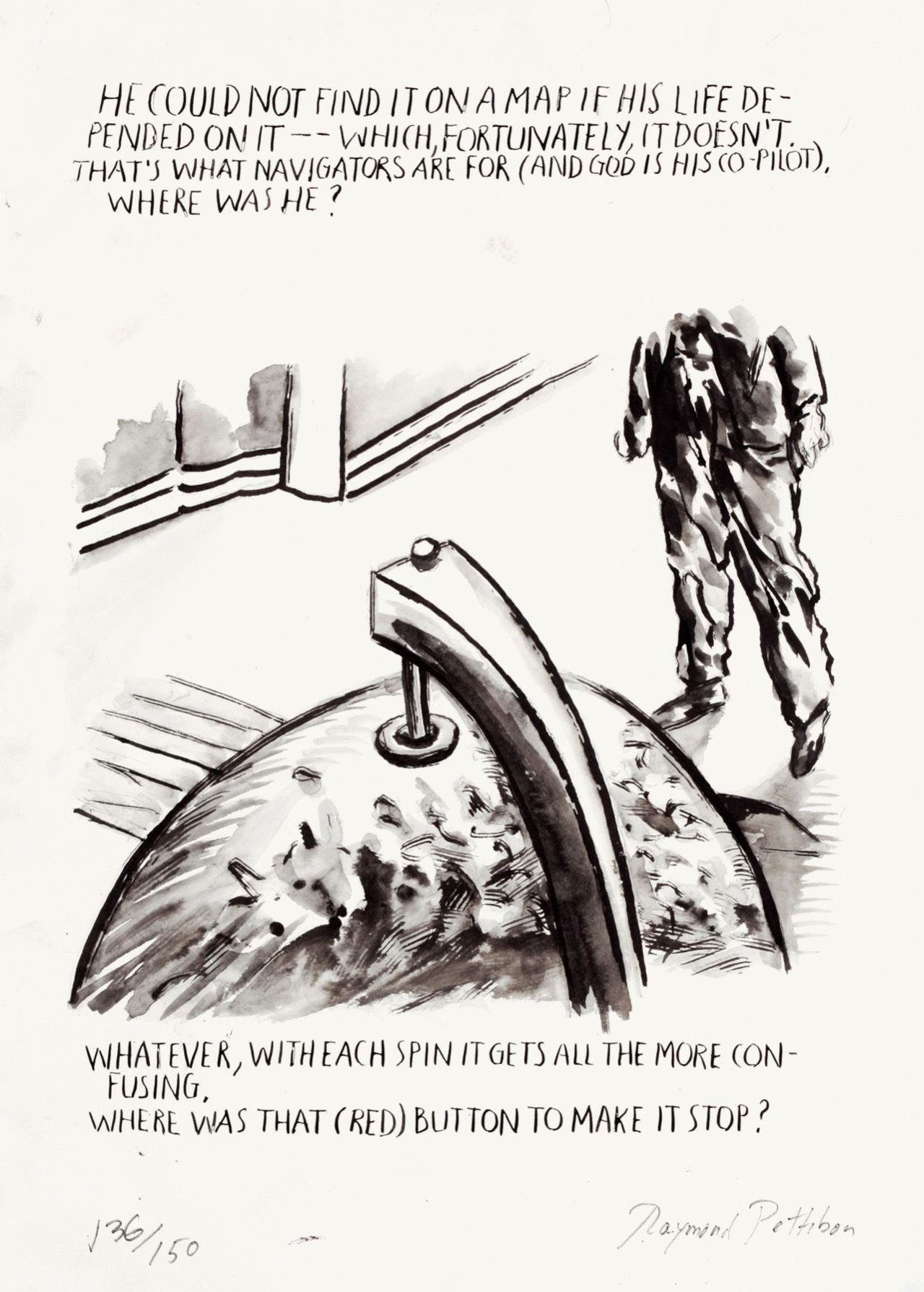 Auf diesem Bild ist das folgende Kunstwerk zu sehen: Raymond Pettibon. „No Title (He could not)“. 2008.
