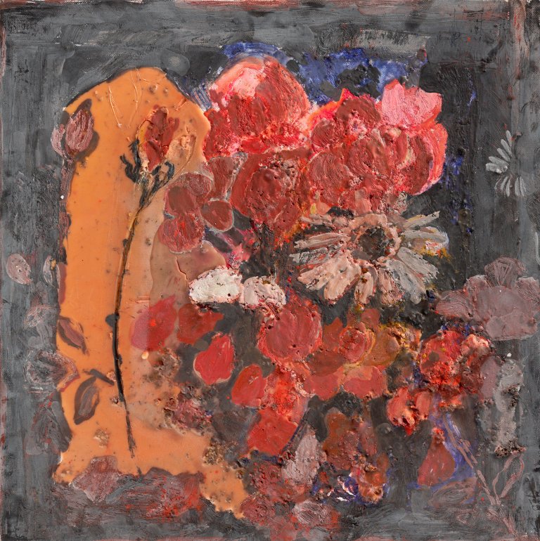Auf diesem Bild ist das folgende Kunstwerk zu sehen: Anna Boghiguian. Ohne Titel (Flowers for Gandhi). 2011.