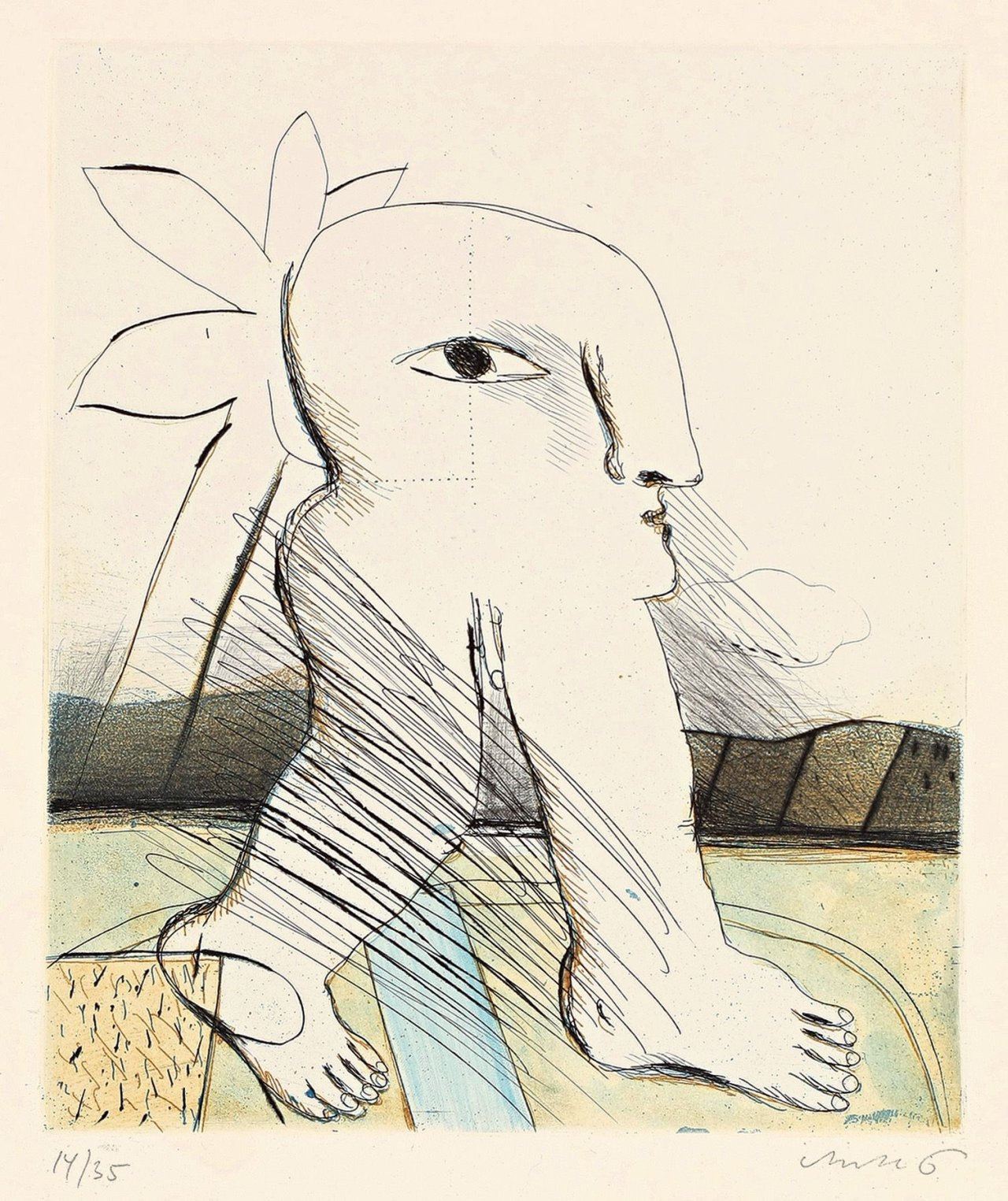 This picture shows the following artwork: Horst Antes. Gehender Kopffüßler. After 1966.
