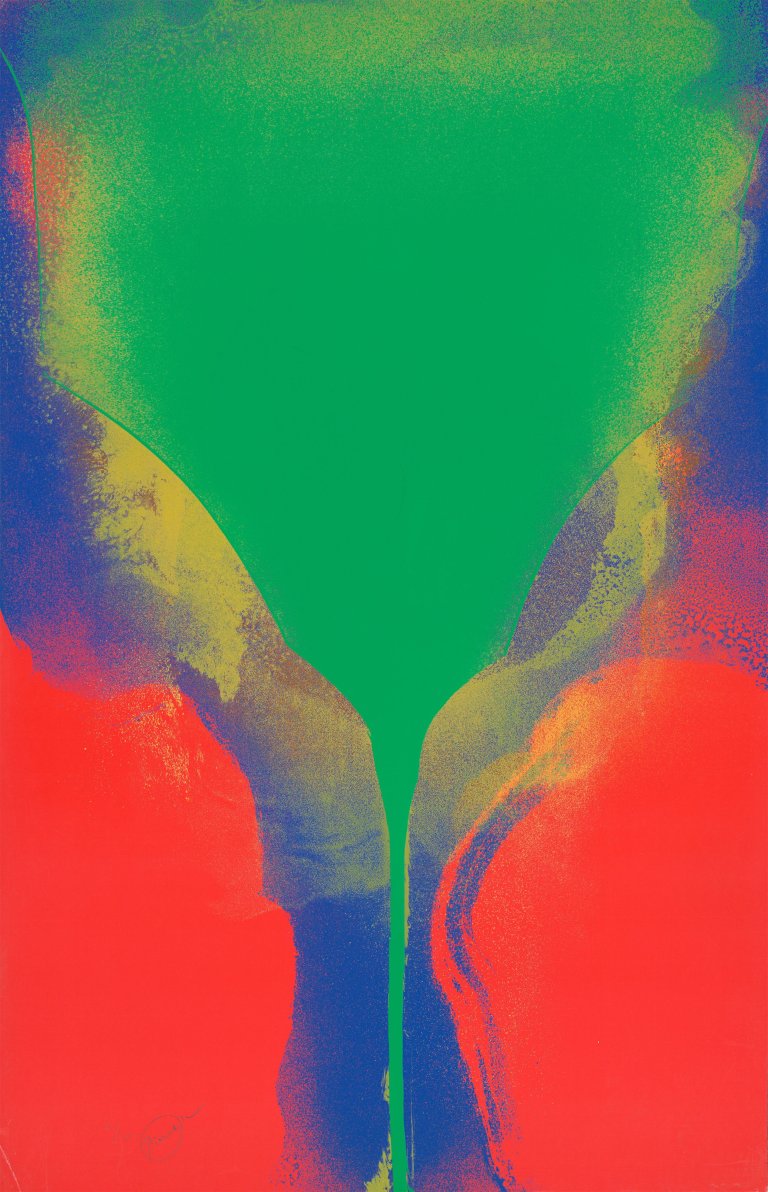 Auf diesem Bild ist das folgende Kunstwerk zu sehen: Otto Piene. „Schön Grün und Violett“. 1972.