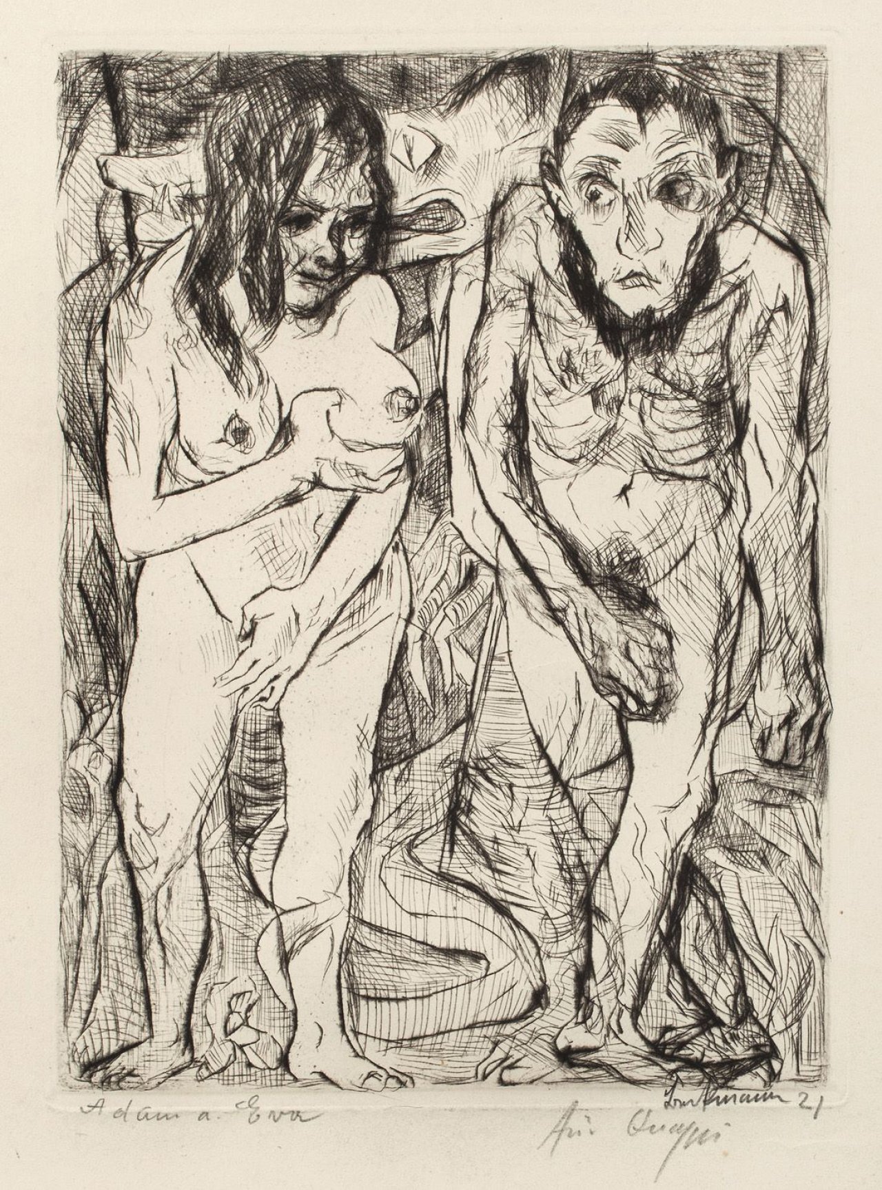 Auf diesem Bild ist das folgende Kunstwerk zu sehen: Max Beckmann. „Adam und Eva“. 1917.