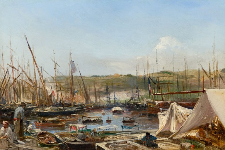 Auf diesem Bild ist das folgende Kunstwerk zu sehen: Théodore Gudin. Hafenszene.