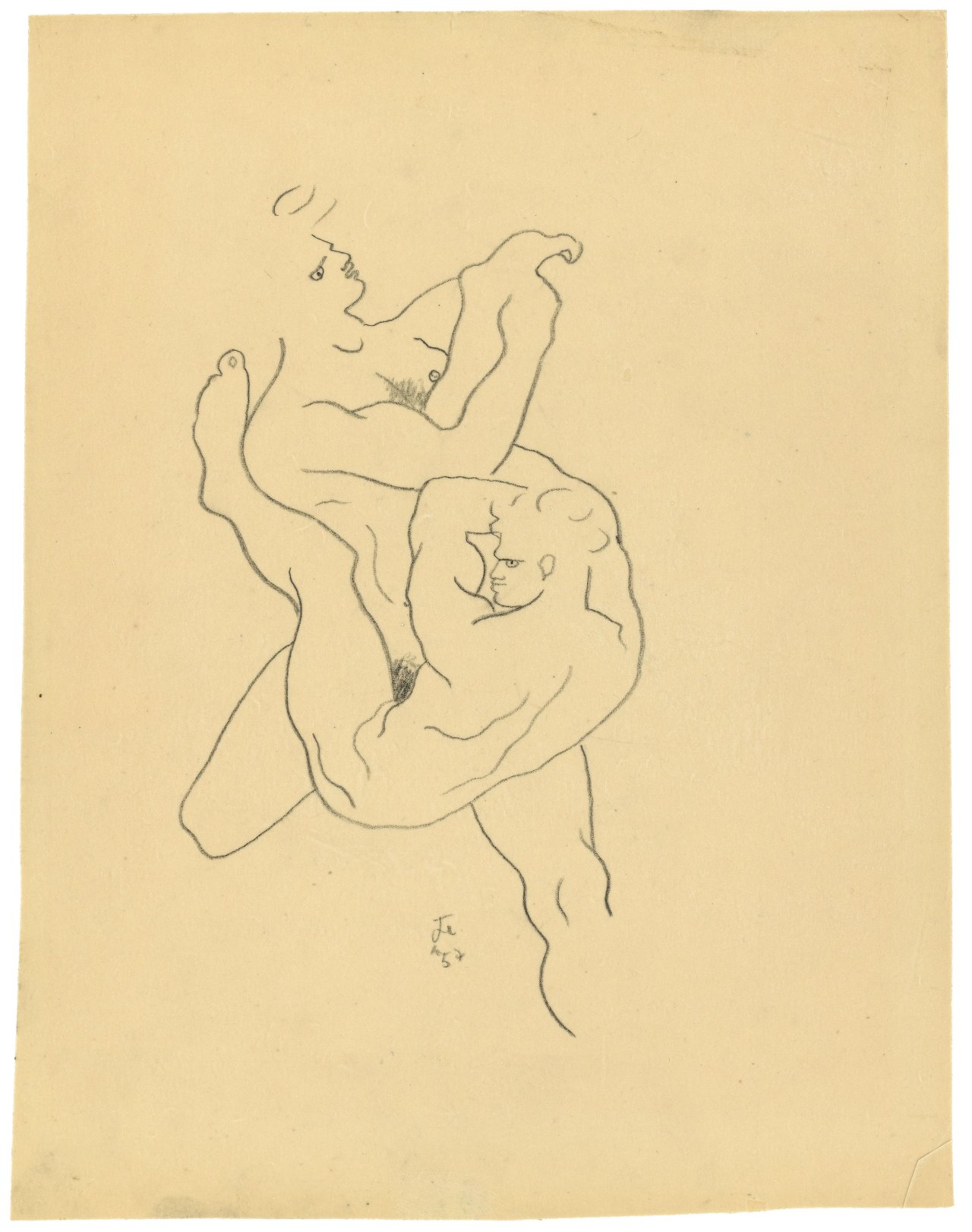 This picture shows the following artwork: Jean Cocteau. ”La lutte”. 1957.