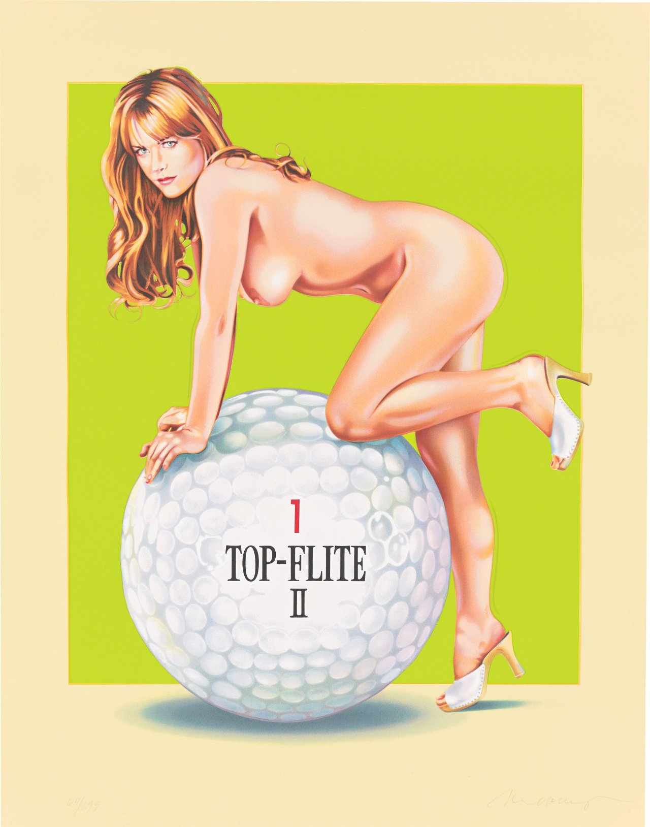Auf diesem Bild ist das folgende Kunstwerk zu sehen: Mel Ramos. „Top Flite“. 2001.
