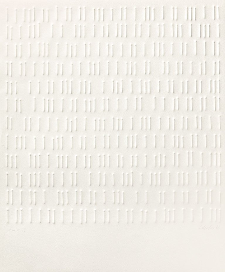 Auf diesem Bild ist das folgende Kunstwerk zu sehen: Günther Uecker. „1-2-3“. 1971.