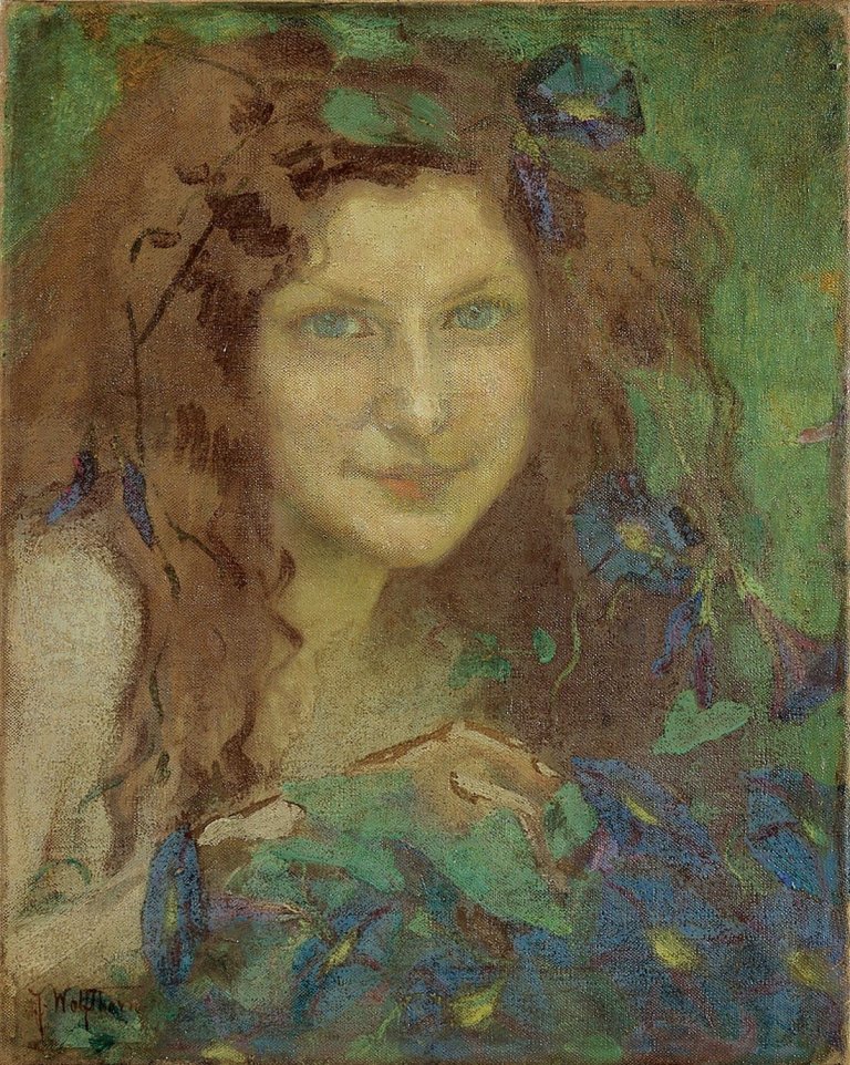Auf diesem Bild ist das folgende Kunstwerk zu sehen: Julie Wolfthorn. Mädchen mit blaugrünen Augen. Um 1899.