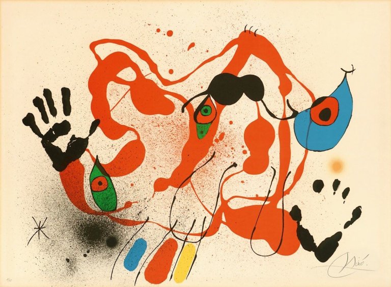 Auf diesem Bild ist das folgende Kunstwerk zu sehen: Joan Miró. „El Marxant de Galls“. 1973.