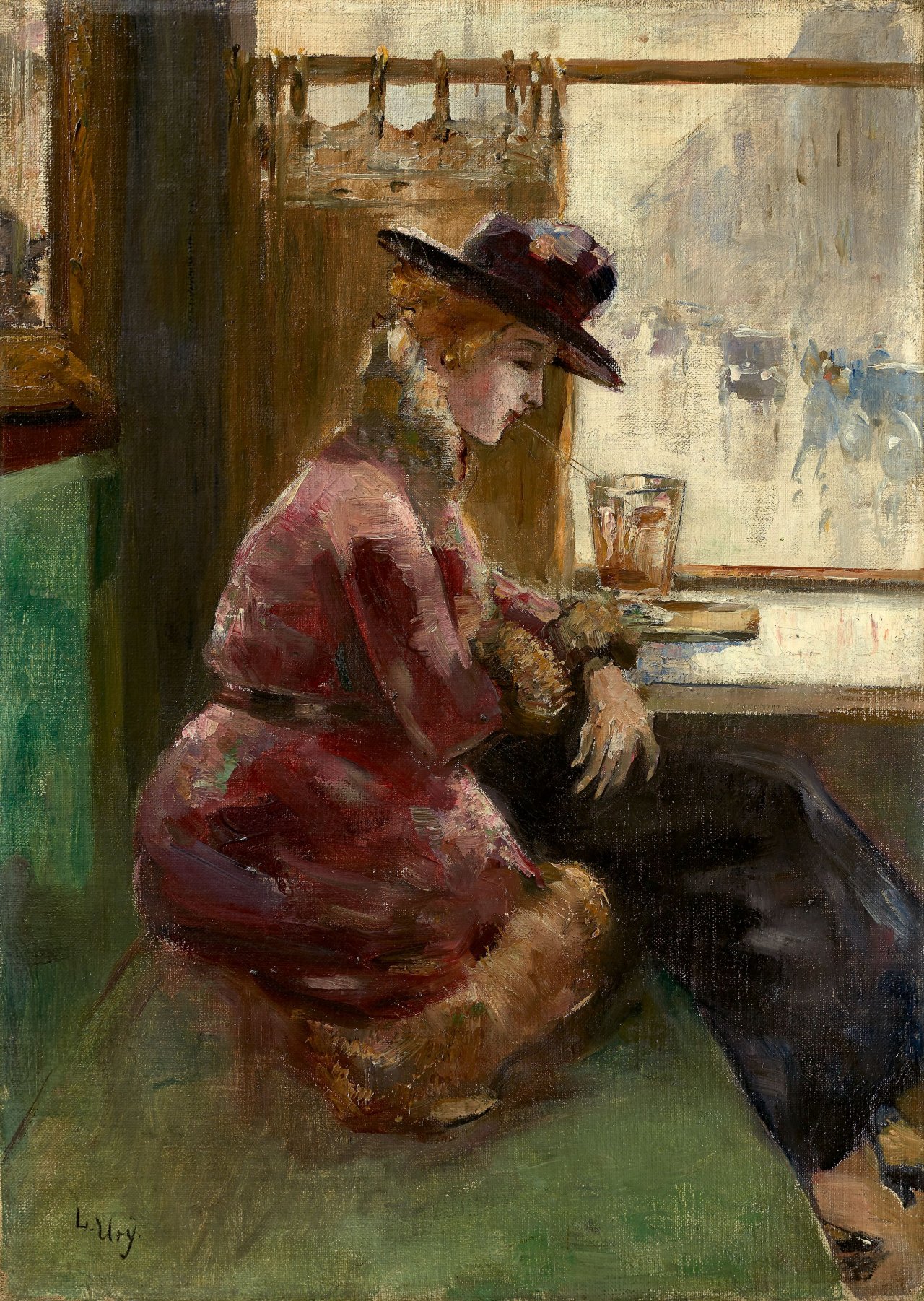 This picture shows the following artwork: Lesser Ury. Lady in a Café, Berlin. 1910/20.