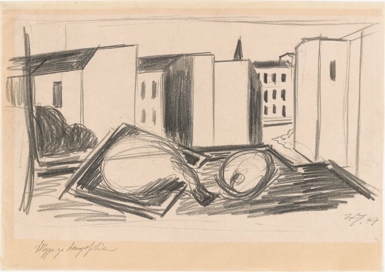 Auf diesem Bild ist das folgende Kunstwerk zu sehen: Werner Heldt. „Skizze zu Komposition“. 1949.